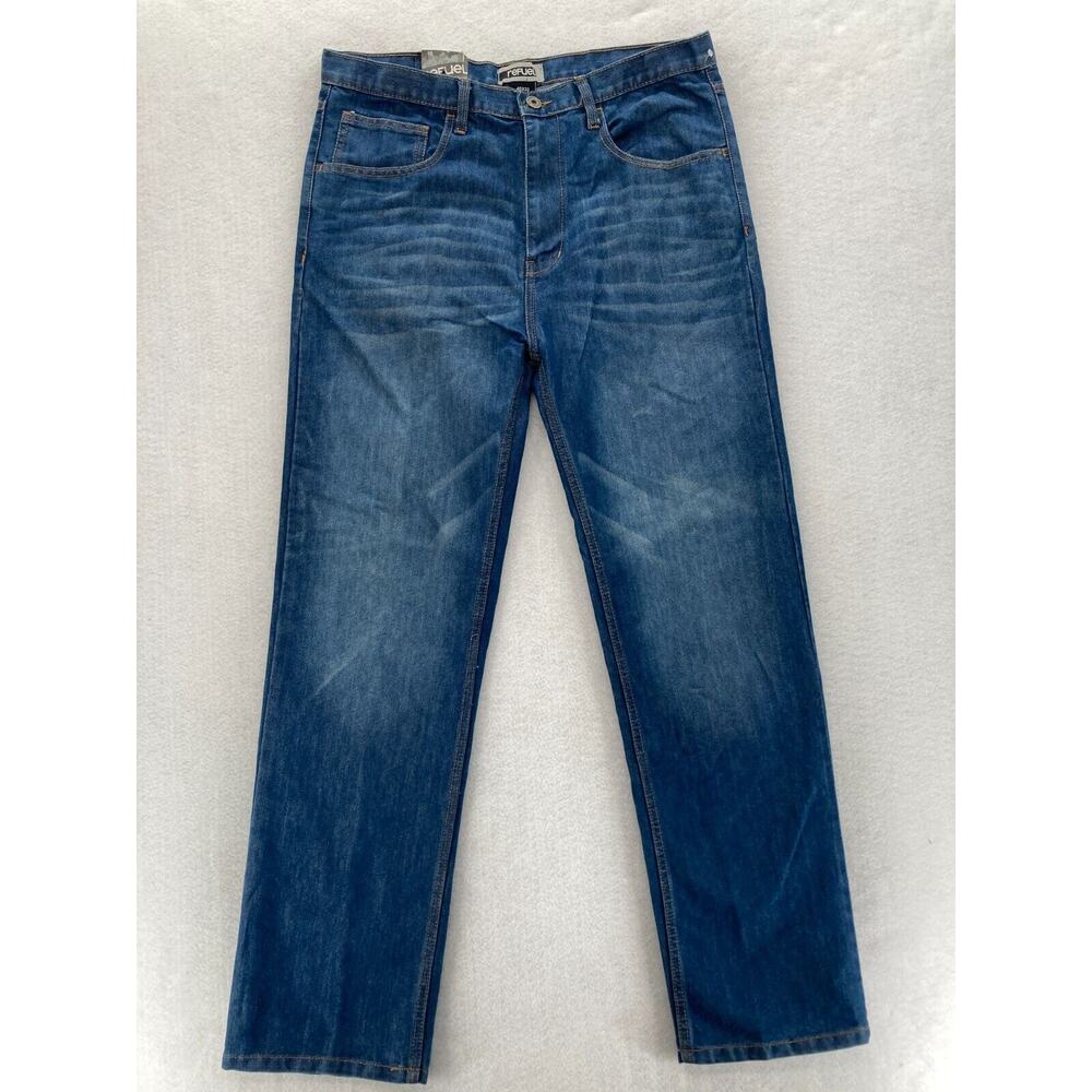 ReFuel Jeans‎ Mens 40x32 Straight Leg Dark Wash Blue Denim Mid Rise Grunge NWT